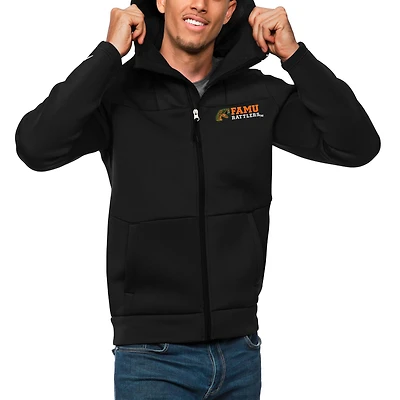 Sweat à capuche zippé noir Antigua Florida A&M Rattlers Protect pour homme