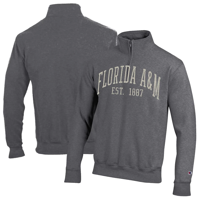 Men's Champion Heather Gray Florida A&M Rattlers Established Date Quarter-Zip Pullover
