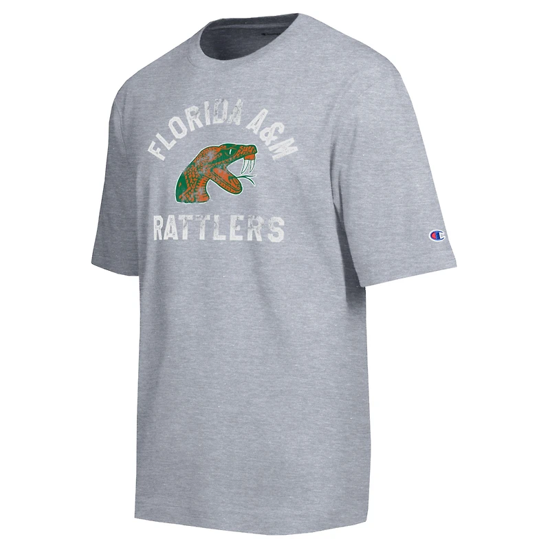 Men's Champion  Heather Gray Florida A&M Rattlers Weathered Team T-Shirt
