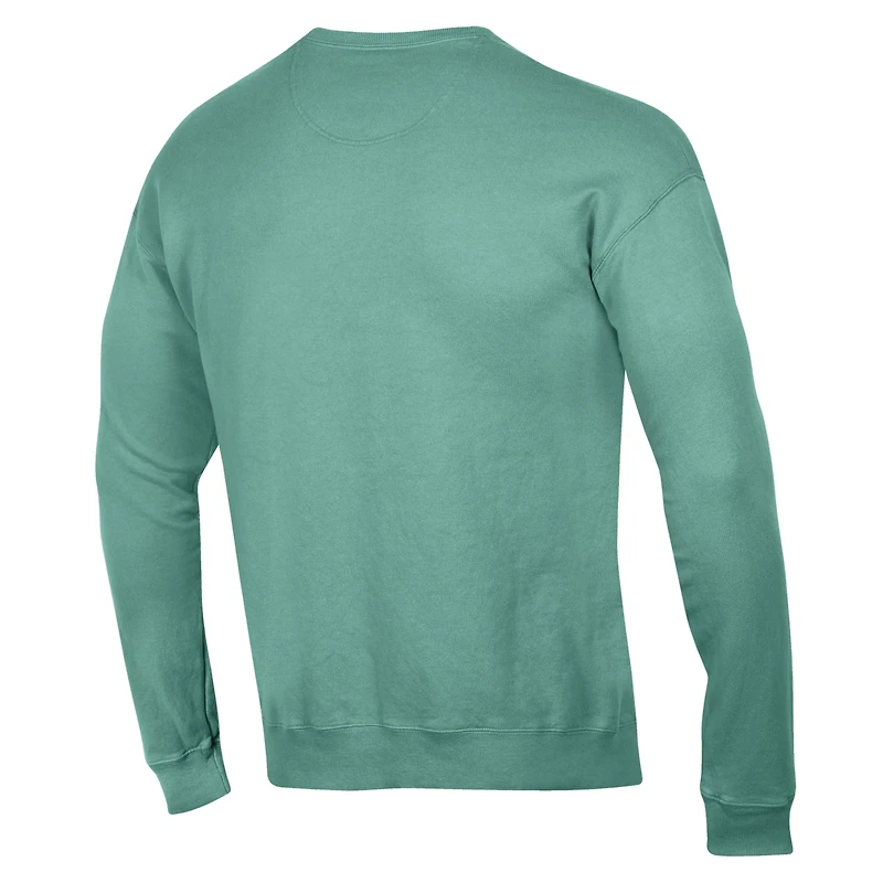 Men's ComfortWash Green Florida A&M Rattlers Garment Dyed Fleece Crewneck Pullover Sweatshirt