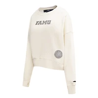 Pull ras du cou court et boxy en molleton French Terry Pro Standard Cream Florida A&M Rattlers pour femme