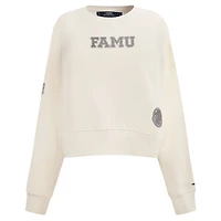 Pull ras du cou court et boxy en molleton French Terry Pro Standard Cream Florida A&M Rattlers pour femme