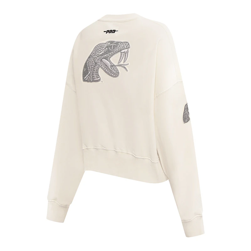 Pull ras du cou court et boxy en molleton French Terry Pro Standard Cream Florida A&M Rattlers pour femme