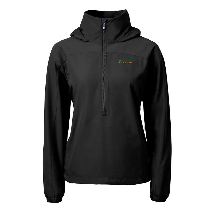 Women's Cutter & Buck  Black Florida A&M Rattlers Charter Eco Recycled Half-Zip Anorak Jacket