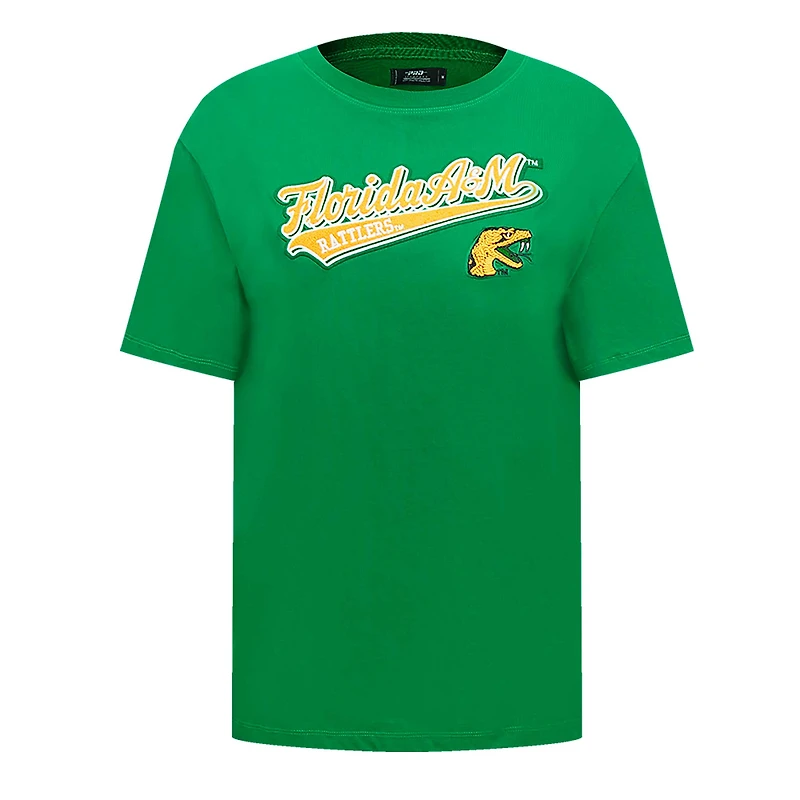 T-shirt boyfriend surdimensionné Pro Standard vert Florida A&M Rattlers Script Tail pour femmes