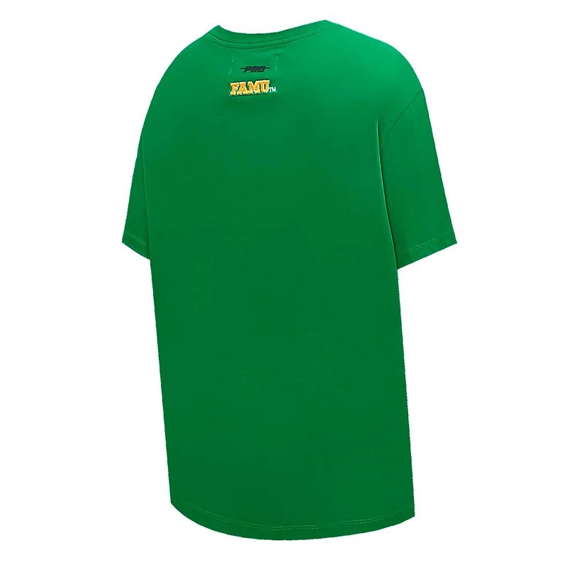 T-shirt boyfriend surdimensionné Pro Standard vert Florida A&M Rattlers Script Tail pour femmes