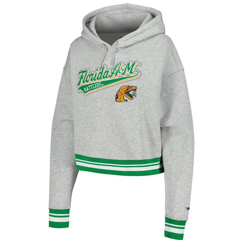 Sweat à capuche court en polaire Pro Standard Heather Grey Florida A&M Rattlers Script Tail pour femmes