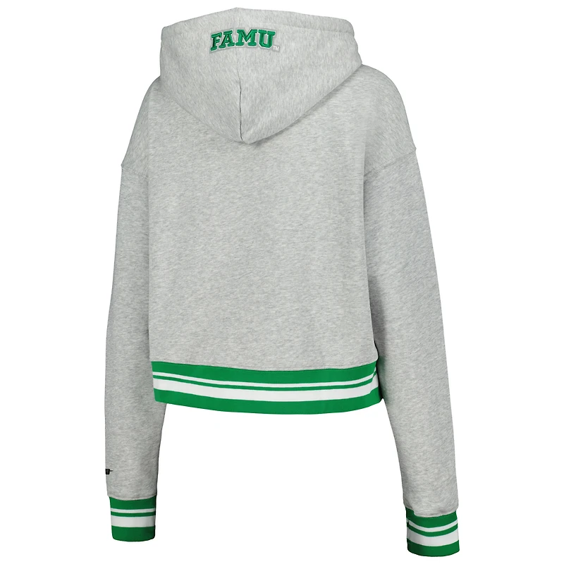 Sweat à capuche court en polaire Pro Standard Heather Grey Florida A&M Rattlers Script Tail pour femmes