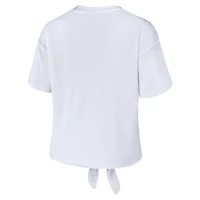 WEAR by Erin Andrews - T-shirt court rayé avec nœud sur le devant Florida A&M Rattlers, blanc