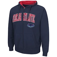 Men's Colosseum Navy Florida Atlantic Owls Arch & Logo 3.0 Full-Zip Hoodie