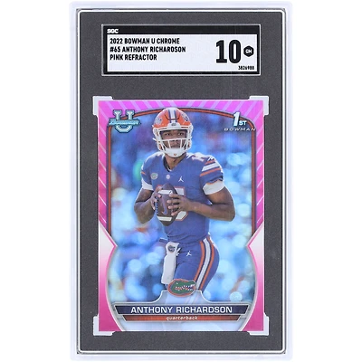 Anthony Richardson Florida Gators 2022 Bowman Chrome U Pink Refractor #65 SGC Authenticated 10 Card