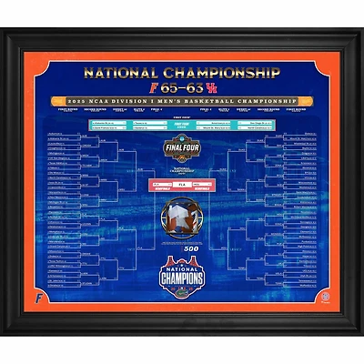 Collage encadré de 50,8 x 61 cm des Florida Gators, champions nationaux de basketball masculin de la NCAA 2025, avec confettis utilisés lors du match - Édition limitée à 500 exemplaires