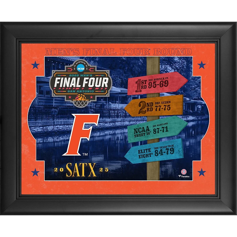 Collage encadré des Florida Gators (13" x 16") du tournoi de basketball masculin NCAA 2025, March Madness Final Four