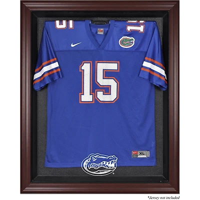 Vitrine de présentation du maillot avec logo encadré en acajou des Florida Gators