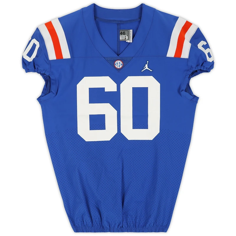 Florida Gators Team-Issued #60 Blue Throwback Jersey from the 2020-21 NCAA Football Seasons