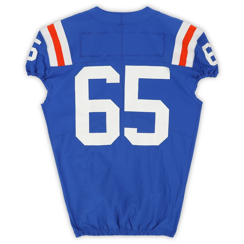 Florida Gators Team-Issued #65 Blue Throwback Jersey from the 2020-21 NCAA Football Seasons