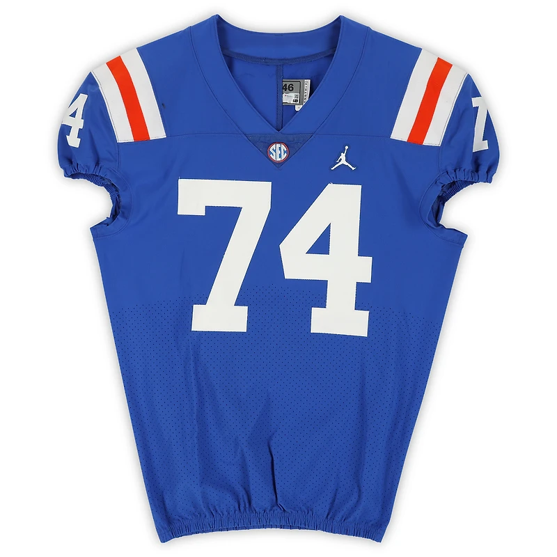 Florida Gators Team-Issued #74 Blue Throwback Jersey from the 2020-21 NCAA Football Seasons
