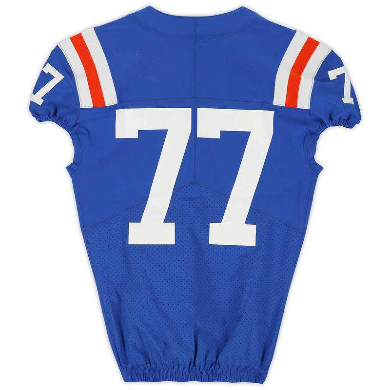 Florida Gators Team-Issued #77 Royal Throwback Jersey from the 2020-21 NCAA Football Seasons
