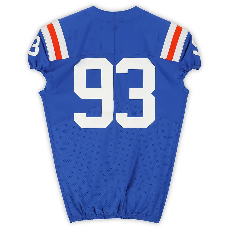 Florida Gators Team-Issued #93 Blue Throwback Jersey from the 2020-21 NCAA Football Seasons