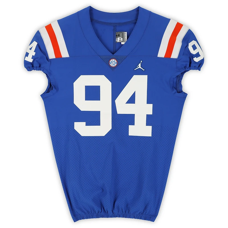 Florida Gators Team-Issued #94 Blue Throwback Jersey from the 2020-21 NCAA Football Seasons