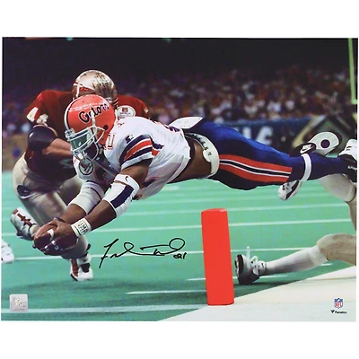 Photo dédicacée de Fred Taylor (Florida Gators) - 40 x 50 cm (16 x 20 pouces) - Plongeon après un touchdown