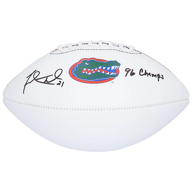 Fred Taylor Florida Gators Autographed Nike White Panel Football with "96 Champs" Inscription