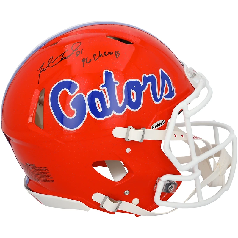 Fred Taylor Florida Gators Autographed Riddell Speed Authentic Helmet with "96 Champs" Inscription