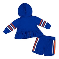 Ensemble sweat à capuche et short entièrement zippé pour fille Colosseum Royal Florida Gators Spoonful
