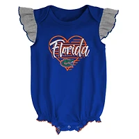 Filles nouveau-né et nourrisson Royal/Heather Grey Florida Gators All The Love Body Bavoir chaussons