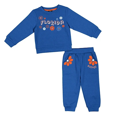 Sweat-shirt et pantalon en polaire pour filles Colosseum Royal Florida Gators Flower Power