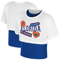 Girl's Youth Colosseum  White Florida Gators Gale Cropped 2Fer Top