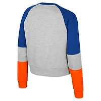 Girls Youth Colosseum Heather Gray Florida Gators Katinka Rhinestone Pullover Sweatshirt