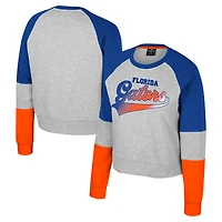 Girls Youth Colosseum Heather Gray Florida Gators Katinka Rhinestone Pullover Sweatshirt
