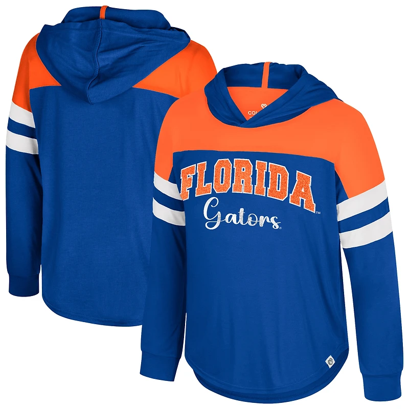 T-shirt à capuche et manches longues pour jeunes filles Colosseum Royal Florida Gators Reflection