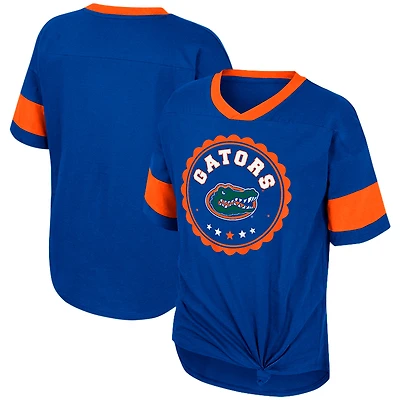 Girls Youth Colosseum Royal Florida Gators Tomika Tie-Front V-Neck T-Shirt