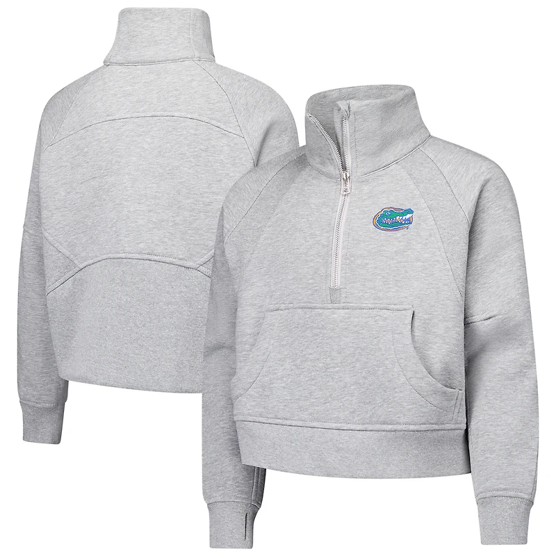 Sweat-shirt court en polaire à demi-zip gris pour jeunes filles Garb Florida Gators Dawn Raglan