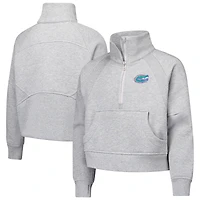 Sweat-shirt court en polaire à demi-zip gris pour jeunes filles Garb Florida Gators Dawn Raglan