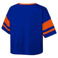 Girls Youth Royal Florida Gators The Playmaker Sleeve Stripe V-Neck Jersey T-Shirt