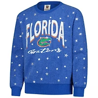 Girls Youth Wes & Willy  Royal Florida Gators Shimmer Star Reverse Sweatshirt