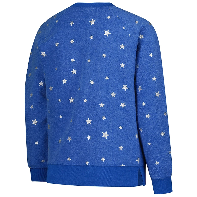 Girls Youth Wes & Willy  Royal Florida Gators Shimmer Star Reverse Sweatshirt