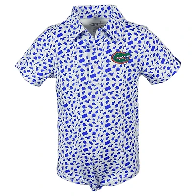 Infant Garb Royal Florida Gators Tom Allover Print Performance Polo Bodysuit