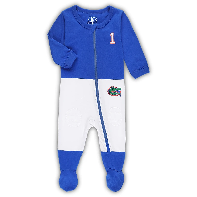 Infant Wes & Willy Royal Florida Gators Football Uniforme Full-Zip Footed Jumper