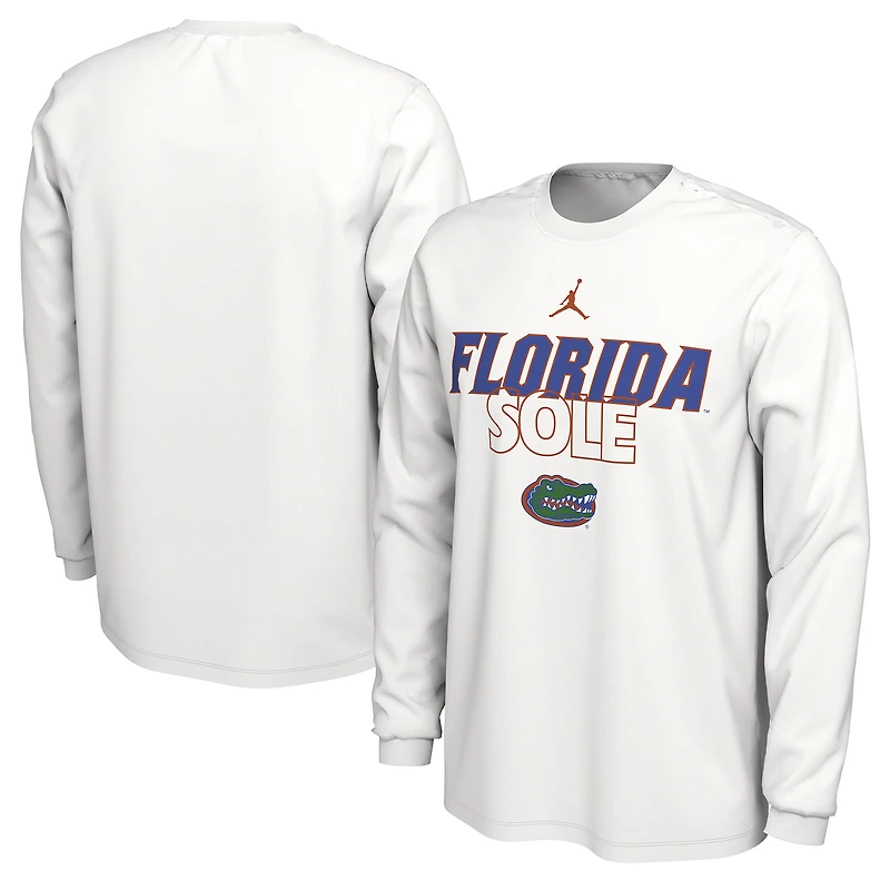 Jordan Brand White Florida Gators 2023 On Court Bench Long Sleeve T-Shirt