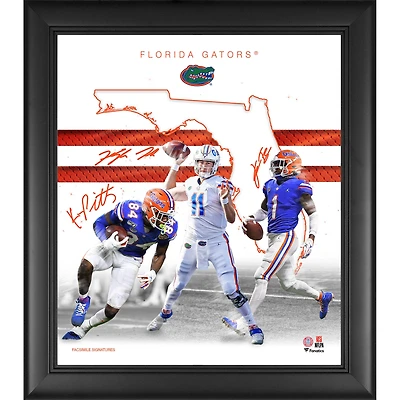 Kyle Pitts Kyle Trask et Kadarius Toney Florida Gators Fac-similé Signatures Encadré 15'' x 17'' 2021 Franchise Foundations Collage