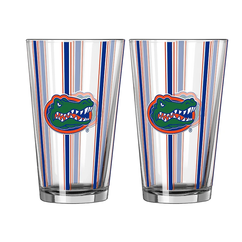 Ensemble de deux verres à bière rayés de 473 ml (16 oz) Logo Brands Florida Gators