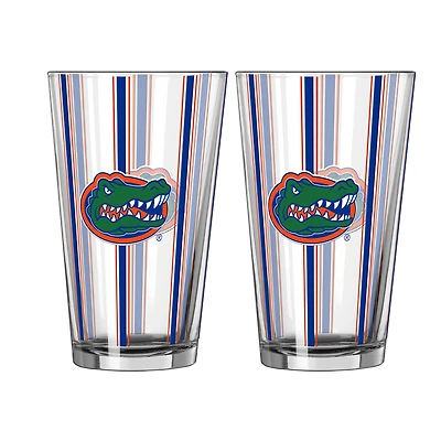 Ensemble de deux verres à bière rayés de 473 ml (16 oz) Logo Brands Florida Gators