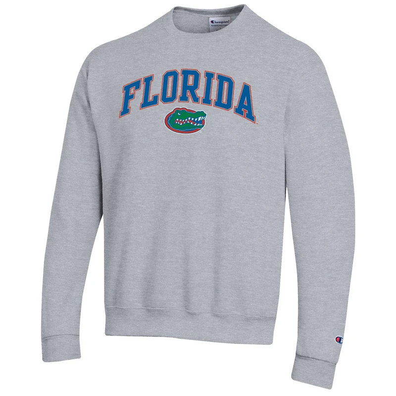 Men's Champion  Heather Gray Florida Gators Arch Over Logo Pullover Sweatshirt