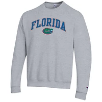 Men's Champion  Heather Gray Florida Gators Arch Over Logo Pullover Sweatshirt