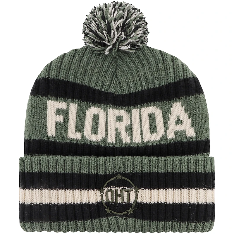 Bonnet en tricot à revers Bering pour hommes '47 Green Florida Gators OHT Military Appréciation avec pompon