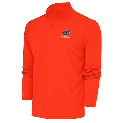 Pull-over orange Antigua pour homme, hommage aux Gators de Floride, avec fermeture éclair quart tour